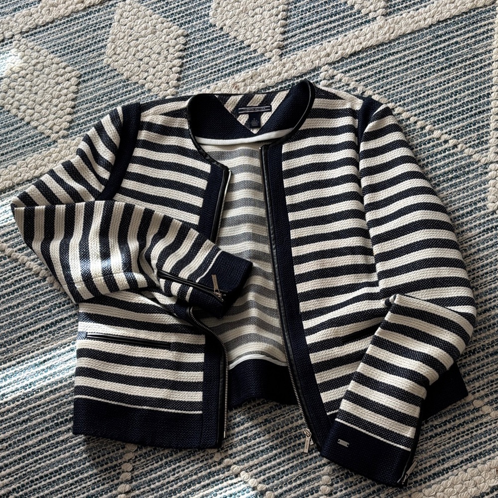 Tommy Hilfiger Kids Navy and White Striped Blazer